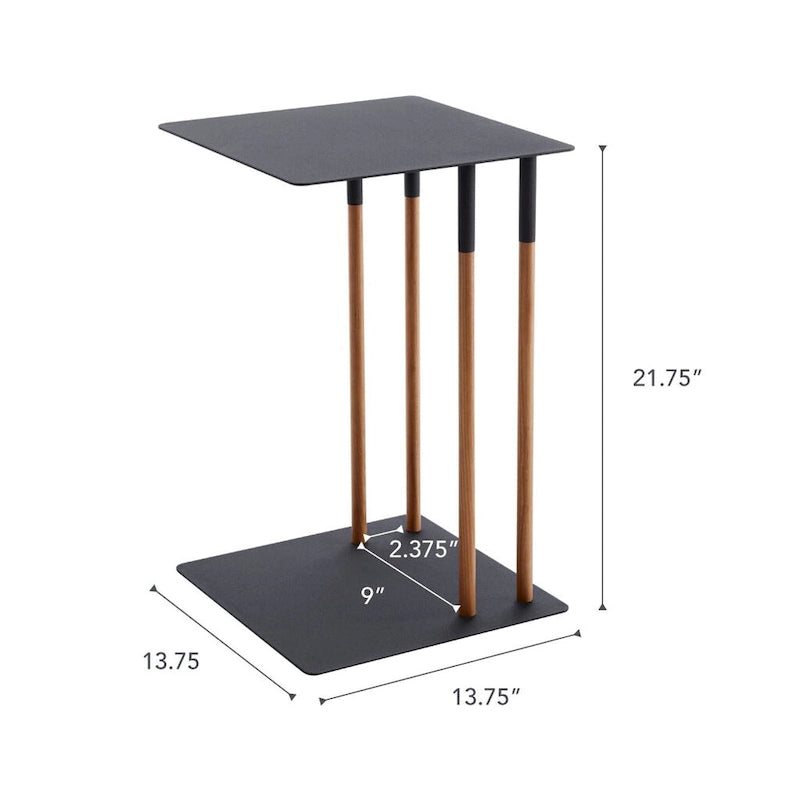 C-Shape Steel Side Table, Holds 11 lbs - L 13.78 x W 13.78 x H 21.65 inches