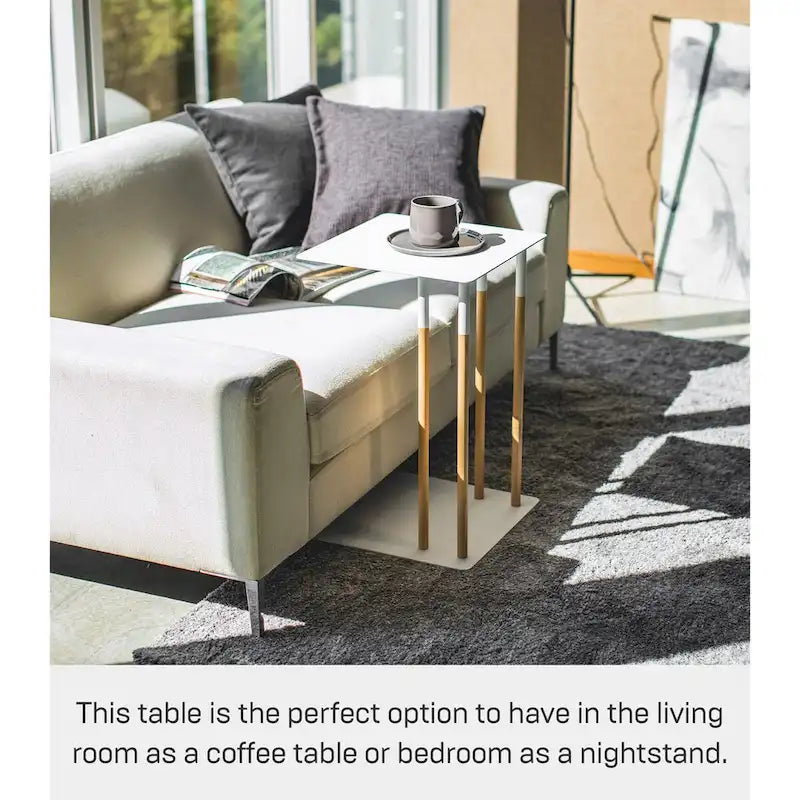C-Shape Steel Side Table, Holds 11 lbs - L 13.78 x W 13.78 x H 21.65 inches