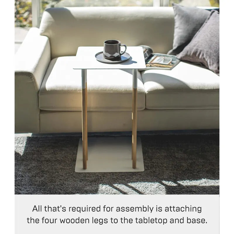 C-Shape Steel Side Table, Holds 11 lbs - L 13.78 x W 13.78 x H 21.65 inches