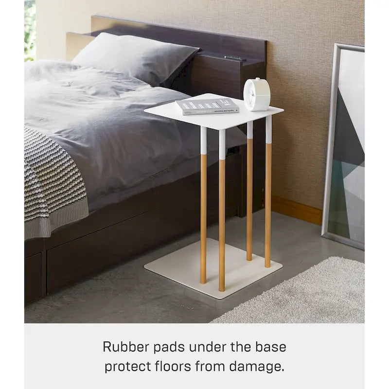 C-Shape Steel Side Table, Holds 11 lbs - L 13.78 x W 13.78 x H 21.65 inches