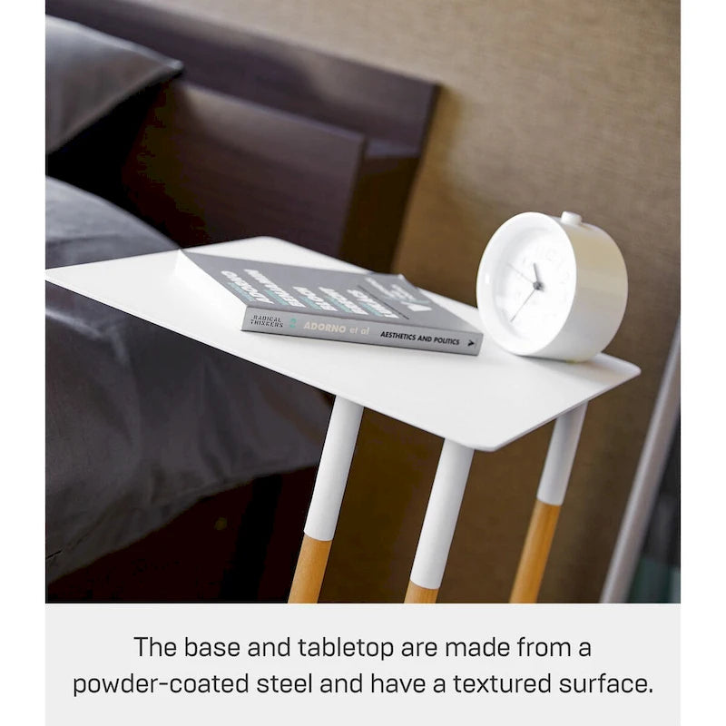 C-Shape Steel Side Table, Holds 11 lbs - L 13.78 x W 13.78 x H 21.65 inches