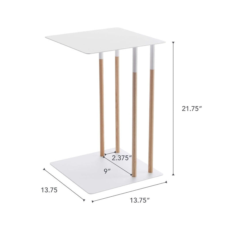 C-Shape Steel Side Table, Holds 11 lbs - L 13.78 x W 13.78 x H 21.65 inches