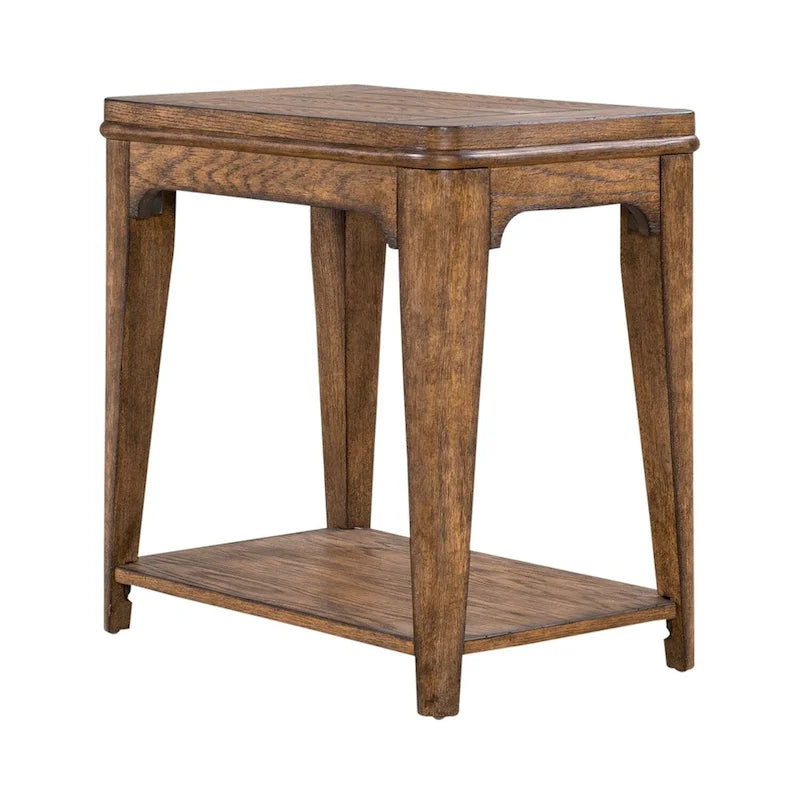 Brown Chairside Table with Oak Wood