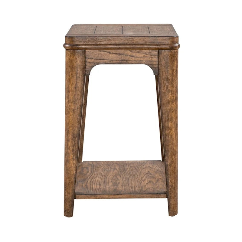 Brown Chairside Table with Oak Wood