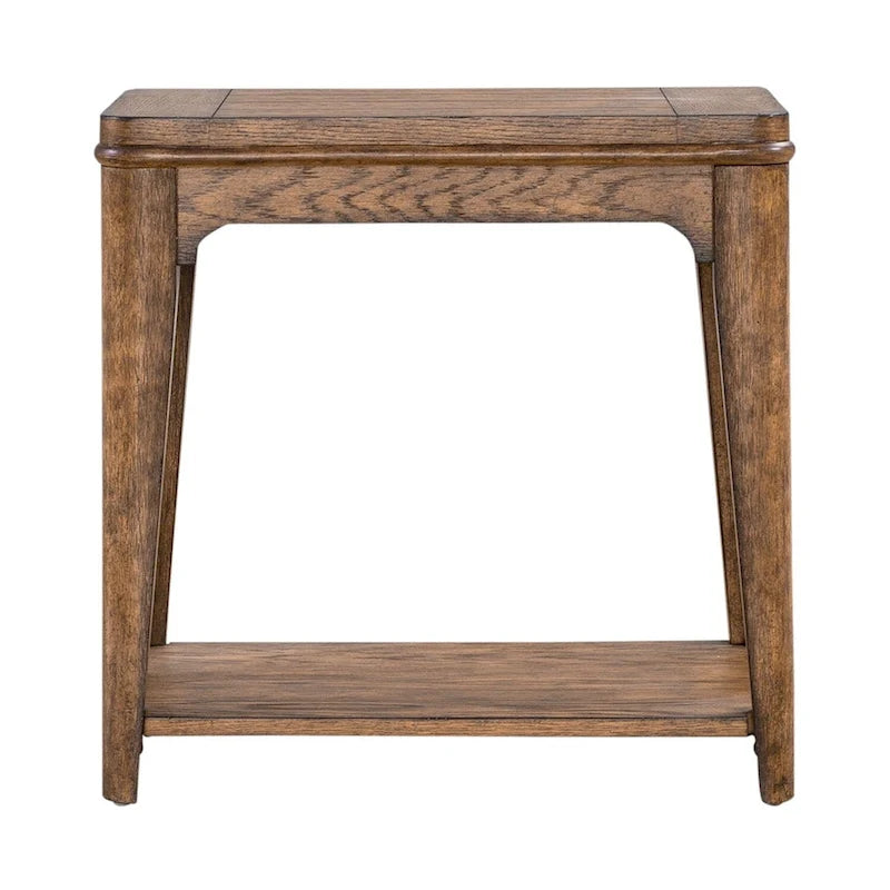 Brown Chairside Table with Oak Wood