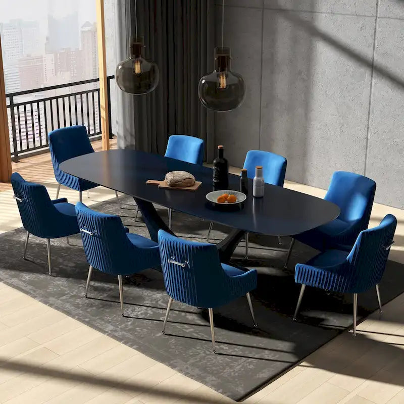Modern Glam Velvet Dining Chair Set of 8 for Dining Room, Tufted Vanity Chair for Living Room (no table)