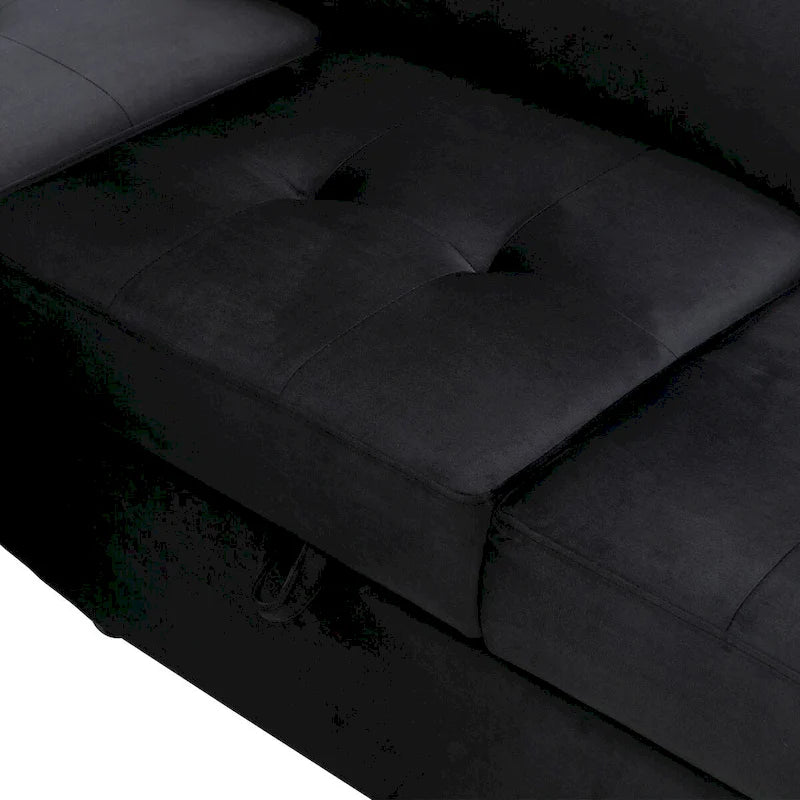 L-Shaped Corner Sectional Sofa Bed with Storage and USB Charging