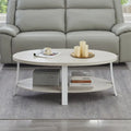 Table basse contemporaine ovale en bois avec étagère