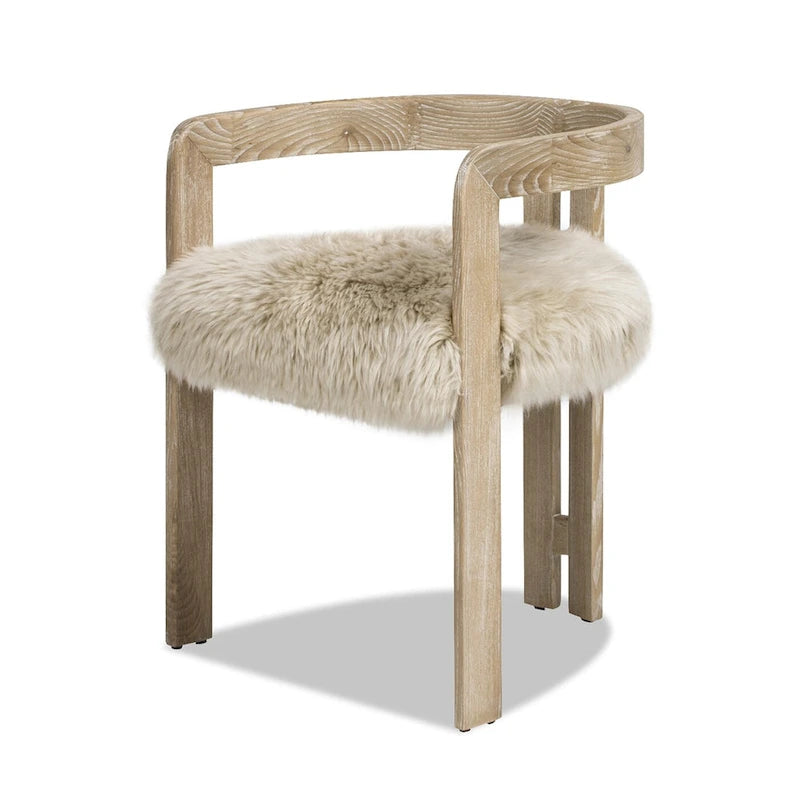 Sheepskin Dining Chair with Solid Ash Wood Frame