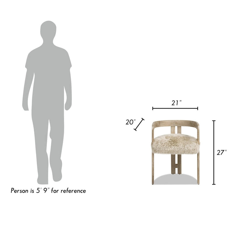 Sheepskin Dining Chair with Solid Ash Wood Frame